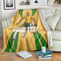 Personalized Australia Soccer Kangaroo Blanket Gold Green Aussie Football Mascot Dynamic Sports Graphic