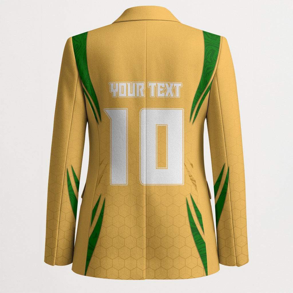 Personalized Australia Soccer Kangaroo Blazer Gold Green Aussie Football Mascot Dynamic Sports Graphic