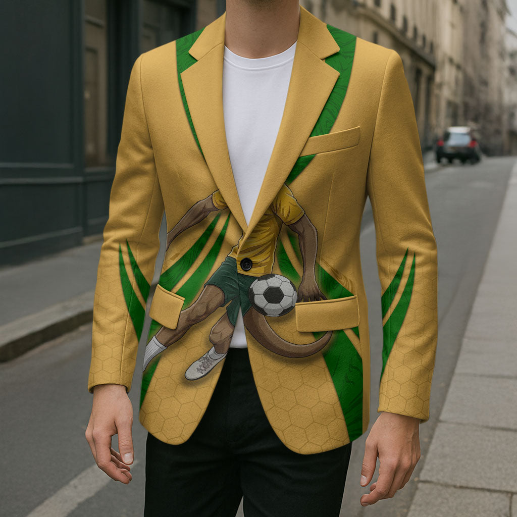 Personalized Australia Soccer Kangaroo Blazer Gold Green Aussie Football Mascot Dynamic Sports Graphic