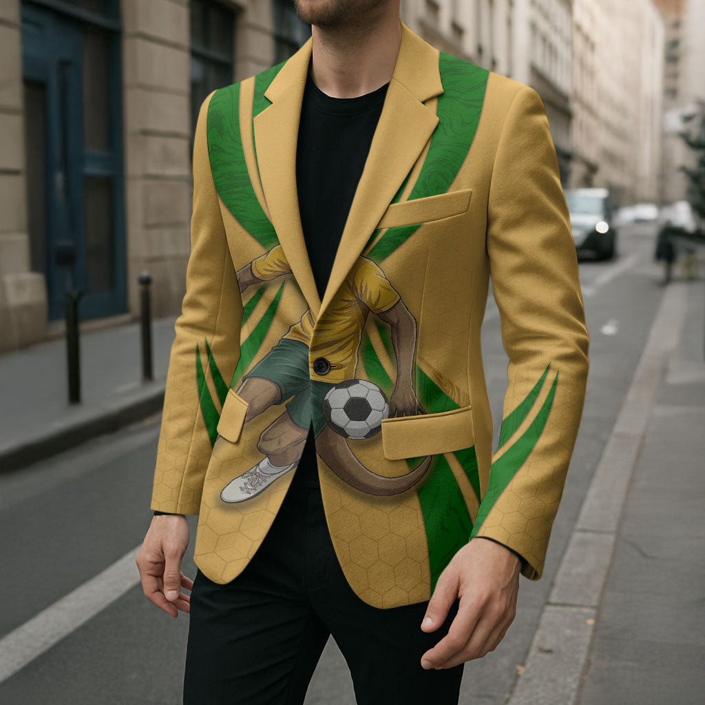 Personalized Australia Soccer Kangaroo Blazer Gold Green Aussie Football Mascot Dynamic Sports Graphic