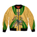 Personalized Australia Soccer Kangaroo Bomber Jacket Gold Green Aussie Football Mascot Dynamic Sports Graphic