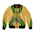 Personalized Australia Soccer Kangaroo Bomber Jacket Gold Green Aussie Football Mascot Dynamic Sports Graphic