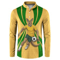 Personalized Australia Soccer Kangaroo Button Sweatshirt Gold Green Aussie Football Mascot Dynamic Sports Graphic