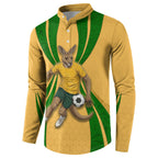 Personalized Australia Soccer Kangaroo Button Sweatshirt Gold Green Aussie Football Mascot Dynamic Sports Graphic