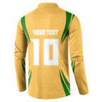 Personalized Australia Soccer Kangaroo Button Sweatshirt Gold Green Aussie Football Mascot Dynamic Sports Graphic
