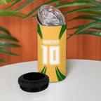 Personalized Australia Soccer Kangaroo 4 in 1 Can Cooler Tumbler Gold Green Aussie Football Mascot Dynamic Sports Graphic