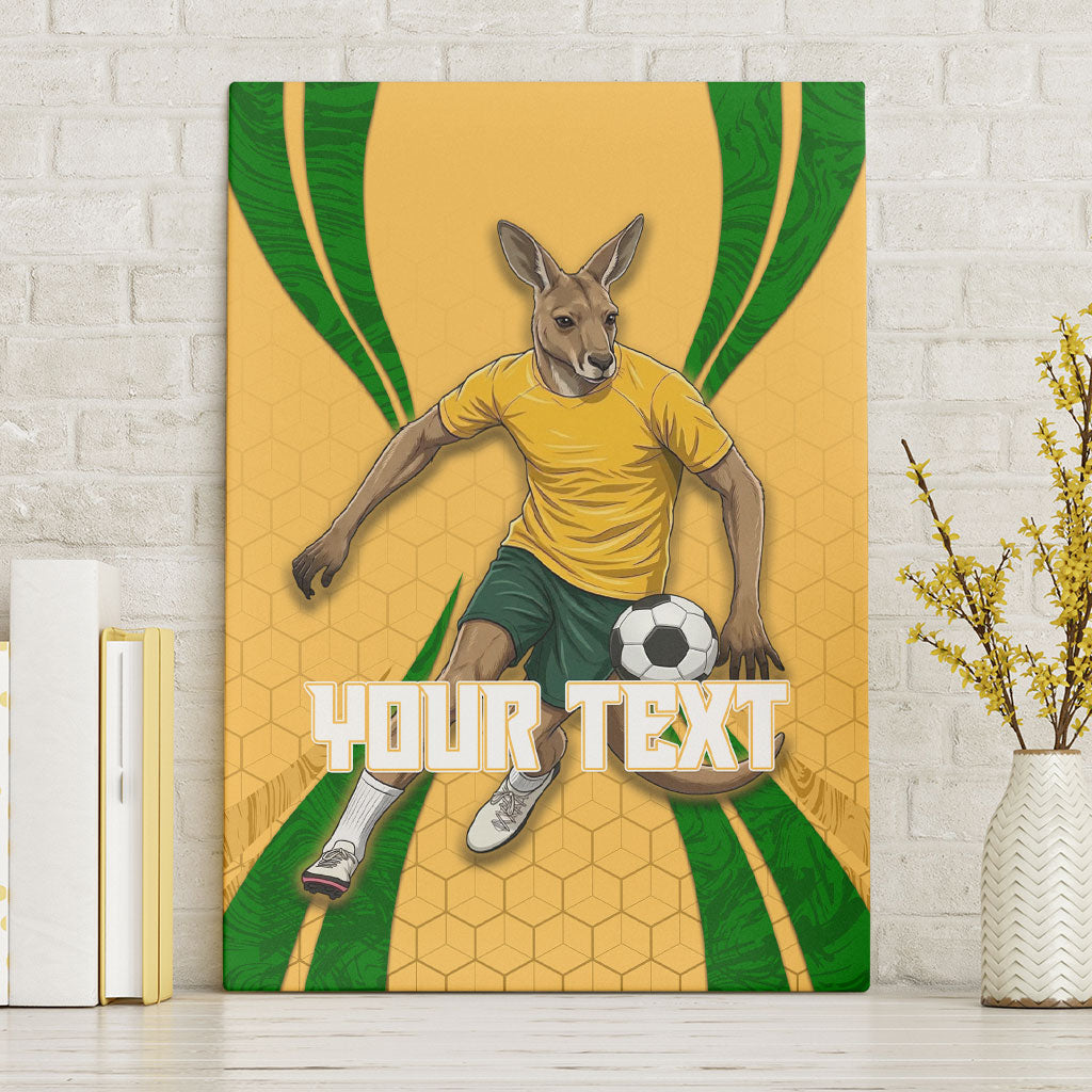 Personalized Australia Soccer Kangaroo Canvas Wall Art Gold Green Aussie Football Mascot Dynamic Sports Graphic