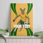 Personalized Australia Soccer Kangaroo Canvas Wall Art Gold Green Aussie Football Mascot Dynamic Sports Graphic