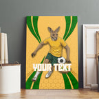 Personalized Australia Soccer Kangaroo Canvas Wall Art Gold Green Aussie Football Mascot Dynamic Sports Graphic