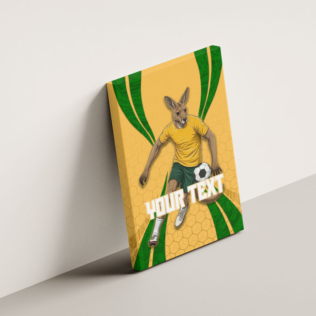 Personalized Australia Soccer Kangaroo Canvas Wall Art Gold Green Aussie Football Mascot Dynamic Sports Graphic