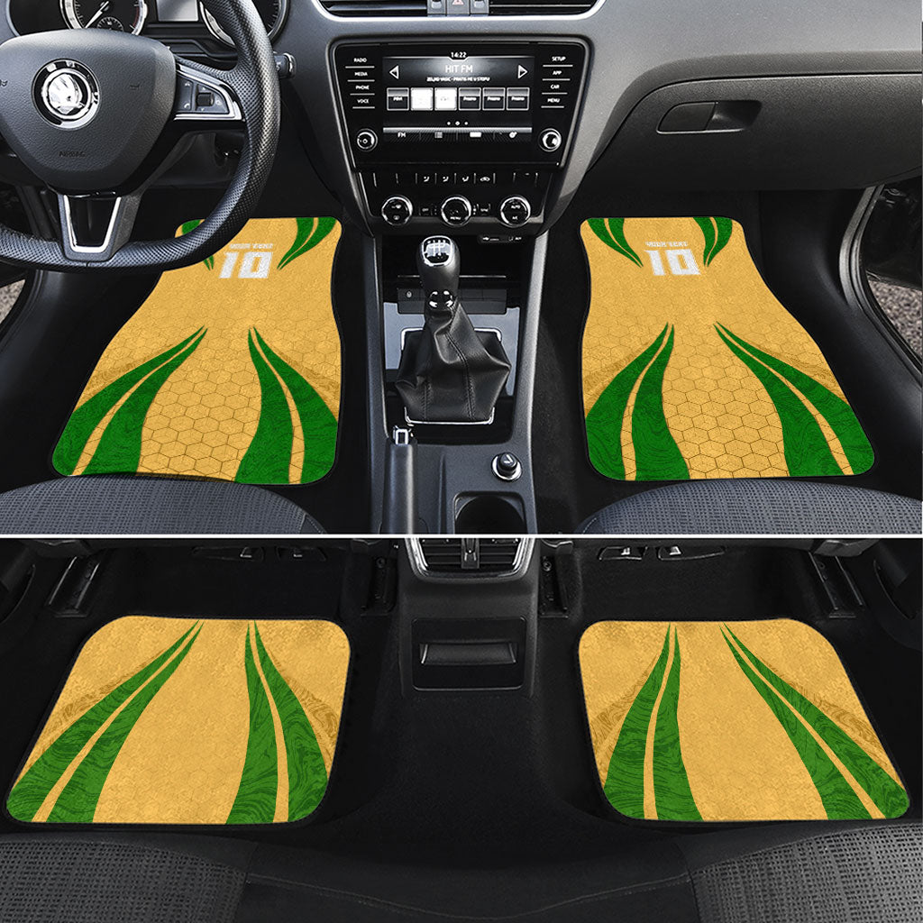 Personalized Australia Soccer Kangaroo Car Mats Gold Green Aussie Football Mascot Dynamic Sports Graphic