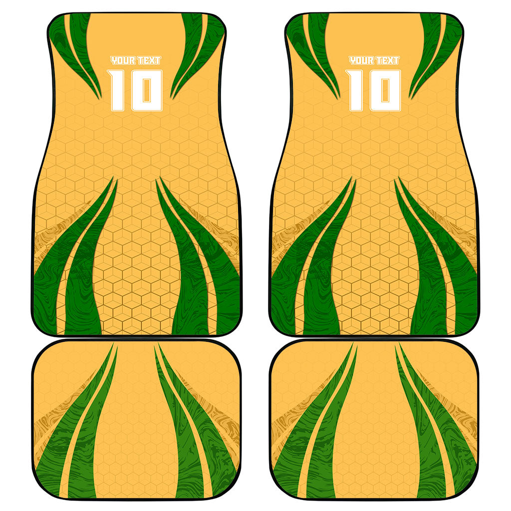 Personalized Australia Soccer Kangaroo Car Mats Gold Green Aussie Football Mascot Dynamic Sports Graphic