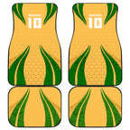 Personalized Australia Soccer Kangaroo Car Mats Gold Green Aussie Football Mascot Dynamic Sports Graphic