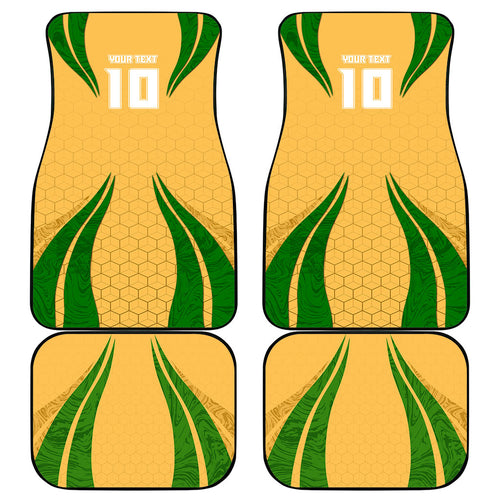 Personalized Australia Soccer Kangaroo Car Mats Gold Green Aussie Football Mascot Dynamic Sports Graphic