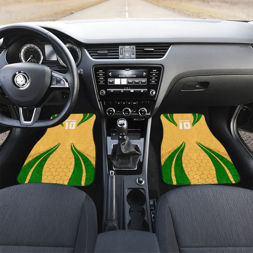 Personalized Australia Soccer Kangaroo Car Mats Gold Green Aussie Football Mascot Dynamic Sports Graphic