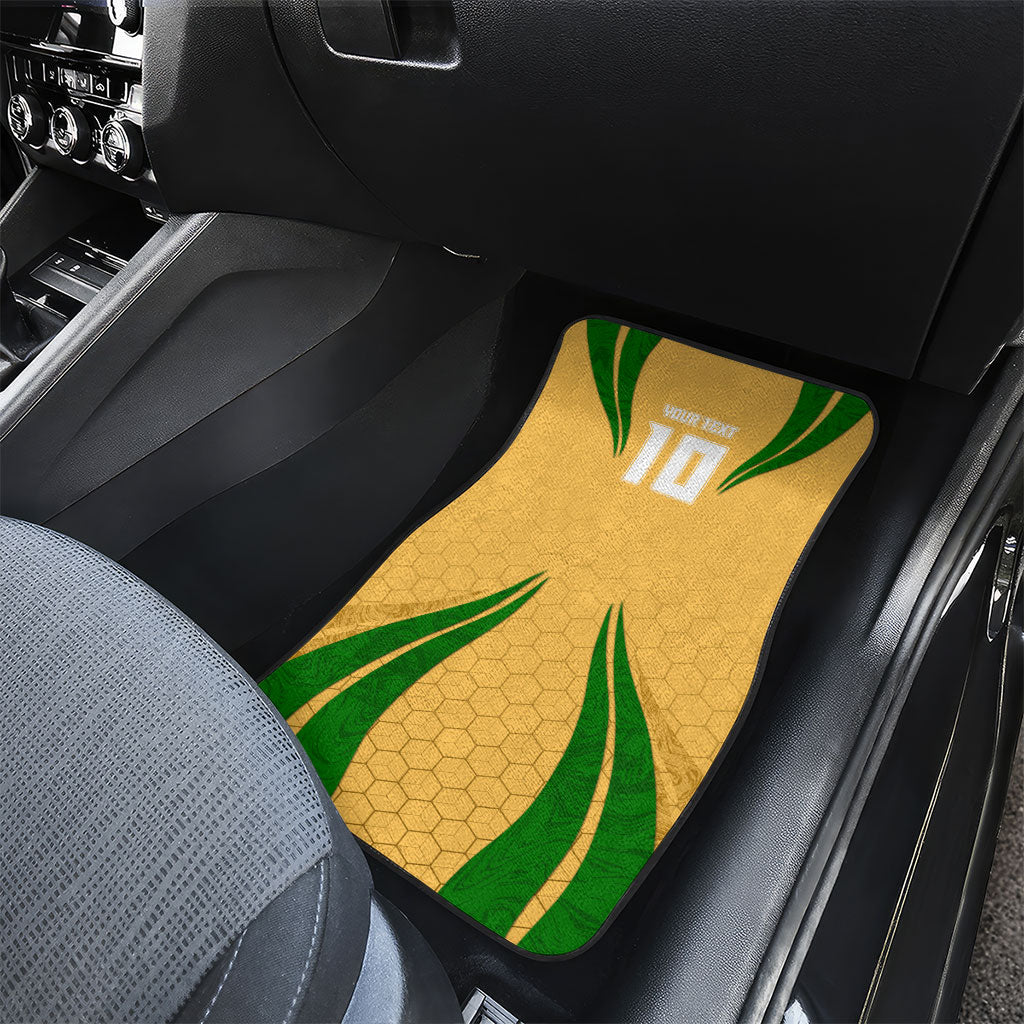 Personalized Australia Soccer Kangaroo Car Mats Gold Green Aussie Football Mascot Dynamic Sports Graphic