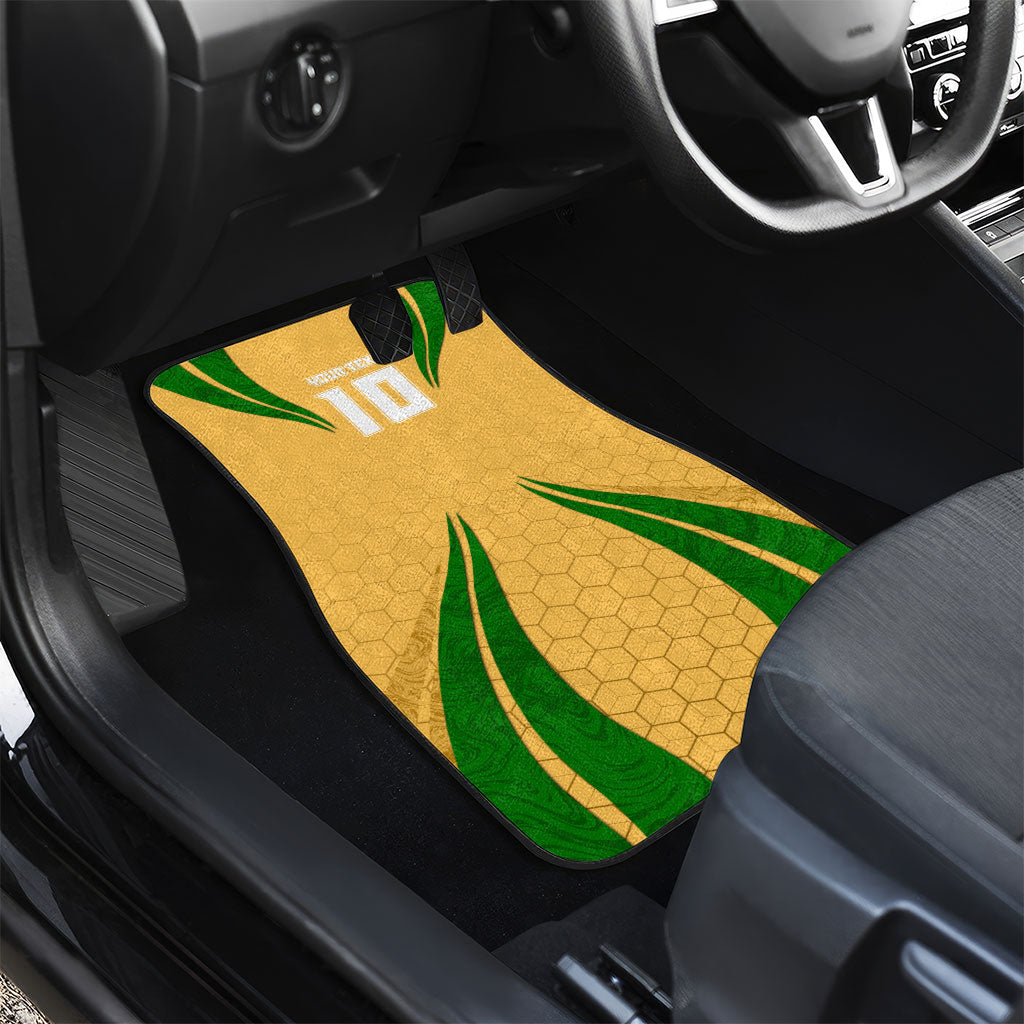 Personalized Australia Soccer Kangaroo Car Mats Gold Green Aussie Football Mascot Dynamic Sports Graphic