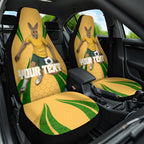 Personalized Australia Soccer Kangaroo Car Seat Cover Gold Green Aussie Football Mascot Dynamic Sports Graphic