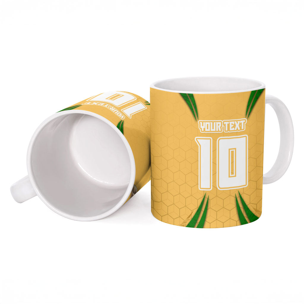Personalized Australia Soccer Kangaroo Ceramic Mug Gold Green Aussie Football Mascot Dynamic Sports Graphic