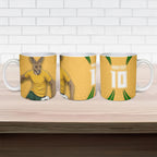 Personalized Australia Soccer Kangaroo Ceramic Mug Gold Green Aussie Football Mascot Dynamic Sports Graphic