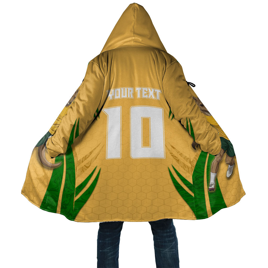 Personalized Australia Soccer Kangaroo Cloak Gold Green Aussie Football Mascot Dynamic Sports Graphic