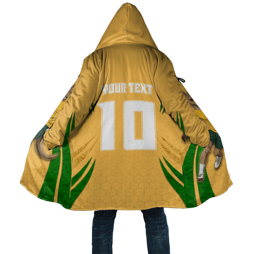 Personalized Australia Soccer Kangaroo Cloak Gold Green Aussie Football Mascot Dynamic Sports Graphic