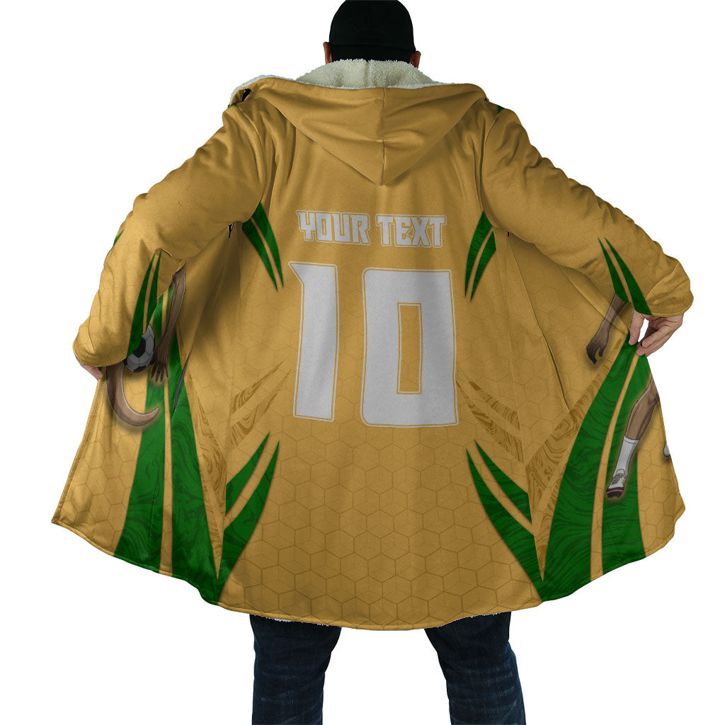 Personalized Australia Soccer Kangaroo Cloak Gold Green Aussie Football Mascot Dynamic Sports Graphic
