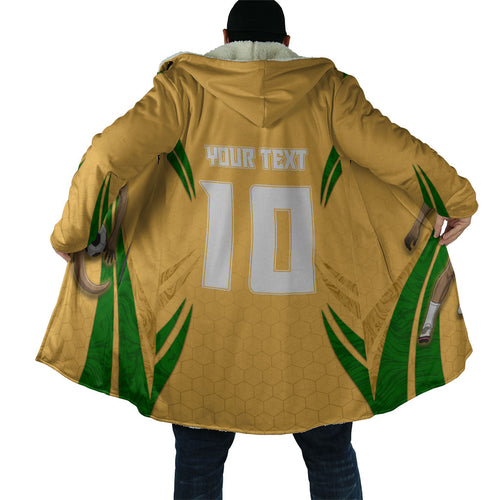 Personalized Australia Soccer Kangaroo Cloak Gold Green Aussie Football Mascot Dynamic Sports Graphic