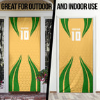 Personalized Australia Soccer Kangaroo Door Cover Gold Green Aussie Football Mascot Dynamic Sports Graphic