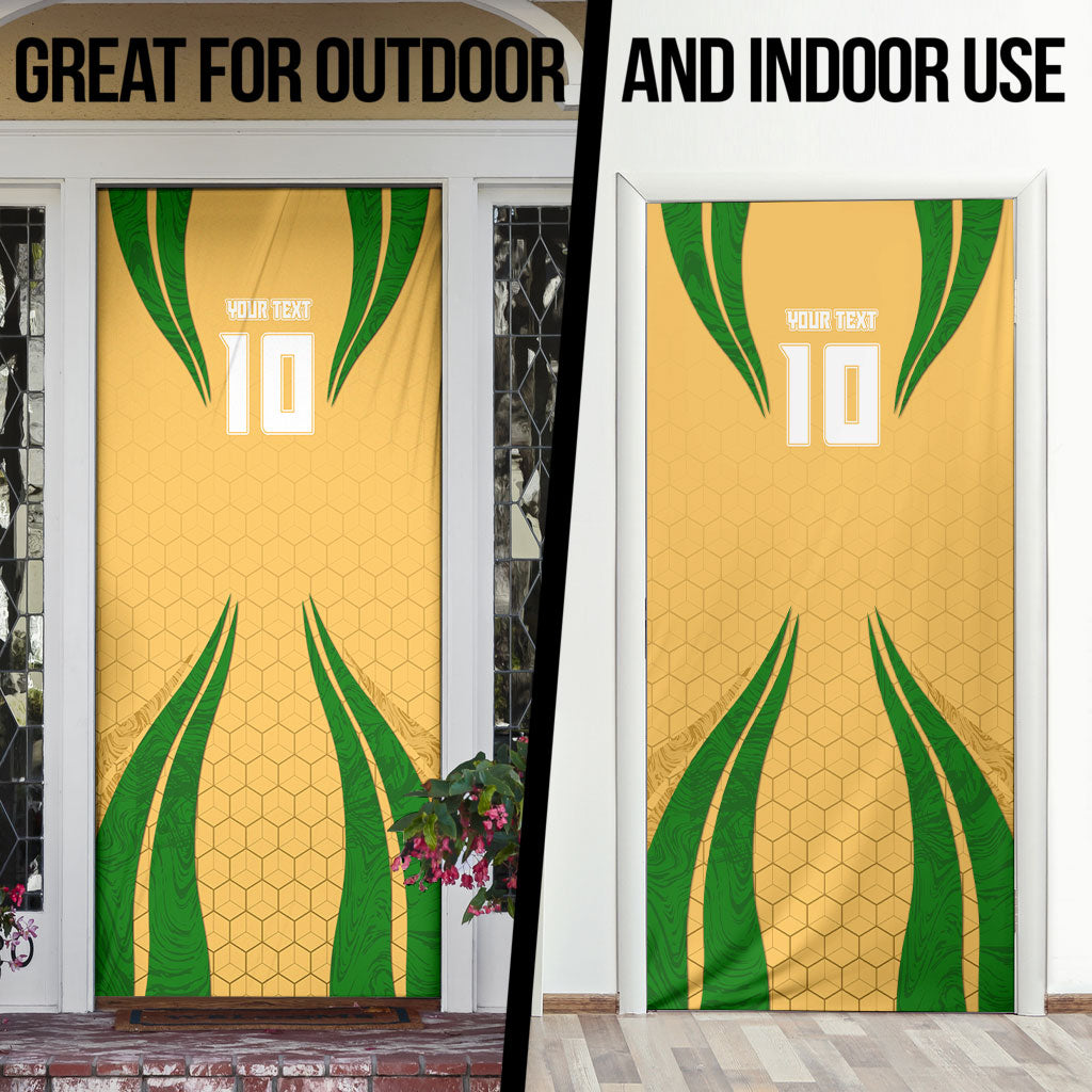 Personalized Australia Soccer Kangaroo Door Cover Gold Green Aussie Football Mascot Dynamic Sports Graphic