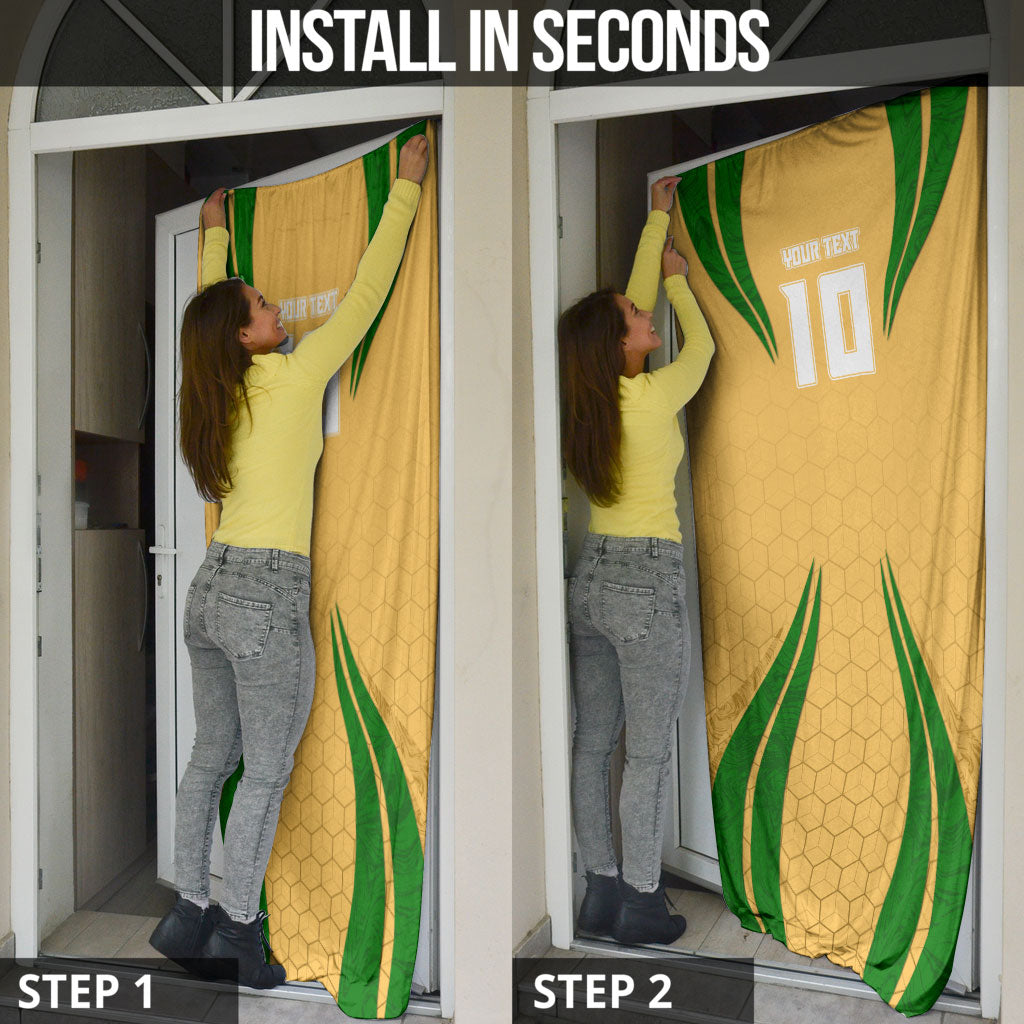 Personalized Australia Soccer Kangaroo Door Cover Gold Green Aussie Football Mascot Dynamic Sports Graphic