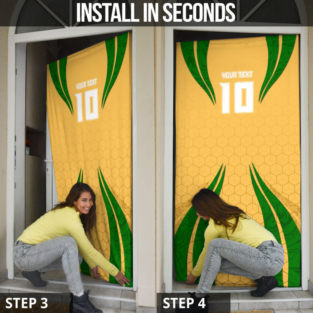 Personalized Australia Soccer Kangaroo Door Cover Gold Green Aussie Football Mascot Dynamic Sports Graphic