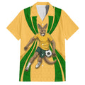 Personalized Australia Soccer Kangaroo Family Matching Tank Maxi Dress and Hawaiian Shirt Gold Green Aussie Football Mascot Dynamic Sports Graphic