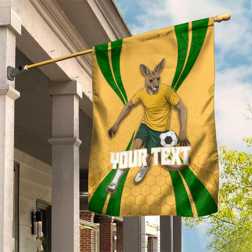 Personalized Australia Soccer Kangaroo Garden Flag Gold Green Aussie Football Mascot Dynamic Sports Graphic