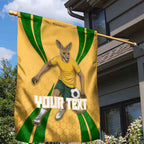Personalized Australia Soccer Kangaroo Garden Flag Gold Green Aussie Football Mascot Dynamic Sports Graphic