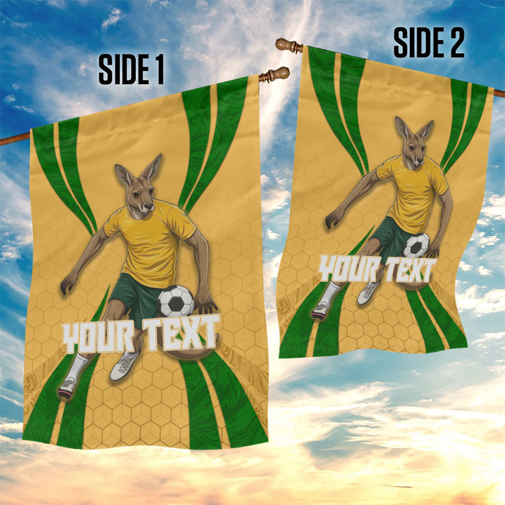 Personalized Australia Soccer Kangaroo Garden Flag Gold Green Aussie Football Mascot Dynamic Sports Graphic