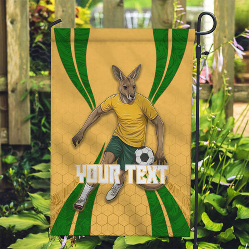 Personalized Australia Soccer Kangaroo Garden Flag Gold Green Aussie Football Mascot Dynamic Sports Graphic