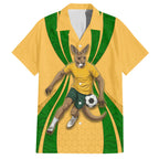 Personalized Australia Soccer Kangaroo Hawaiian Shirt Gold Green Aussie Football Mascot Dynamic Sports Graphic