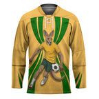 Personalized Australia Soccer Kangaroo Hockey Jersey Gold Green Aussie Football Mascot Dynamic Sports Graphic
