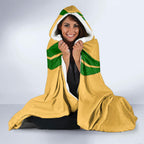 Personalized Australia Soccer Kangaroo Hooded Blanket Gold Green Aussie Football Mascot Dynamic Sports Graphic