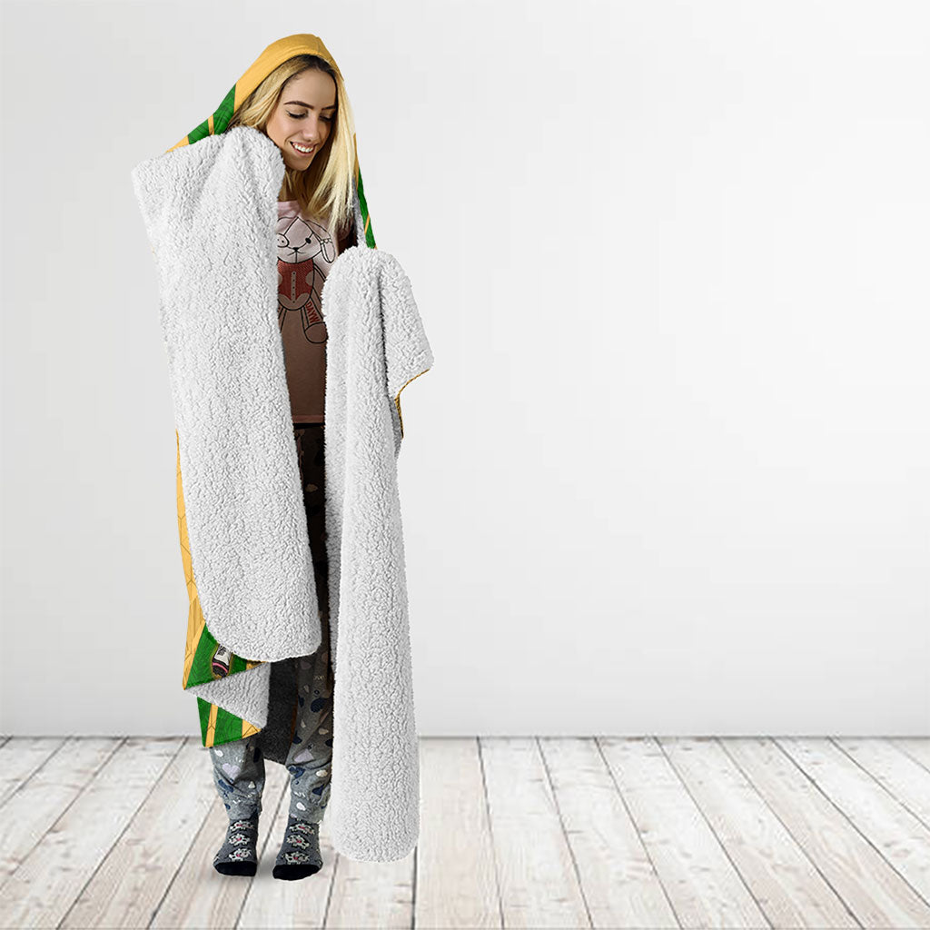 Personalized Australia Soccer Kangaroo Hooded Blanket Gold Green Aussie Football Mascot Dynamic Sports Graphic