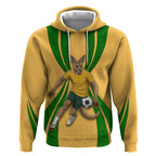 Personalized Australia Soccer Kangaroo Hoodie Gold Green Aussie Football Mascot Dynamic Sports Graphic