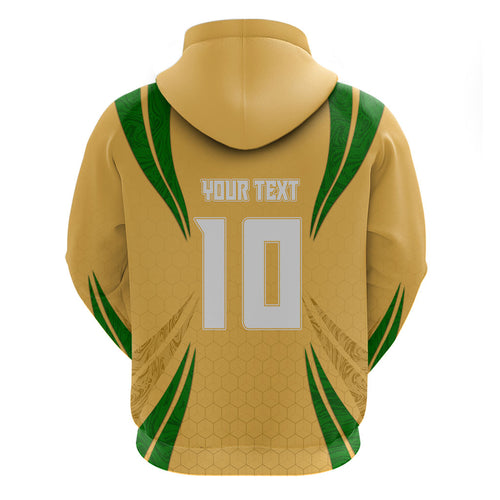 Personalized Australia Soccer Kangaroo Hoodie Gold Green Aussie Football Mascot Dynamic Sports Graphic