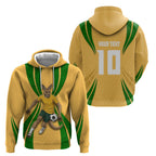 Personalized Australia Soccer Kangaroo Hoodie Gold Green Aussie Football Mascot Dynamic Sports Graphic