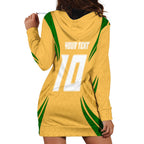 Personalized Australia Soccer Kangaroo Hoodie Dress Gold Green Aussie Football Mascot Dynamic Sports Graphic