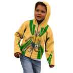 Personalized Australia Soccer Kangaroo Kid Hoodie Gold Green Aussie Football Mascot Dynamic Sports Graphic
