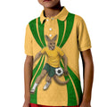 Personalized Australia Soccer Kangaroo Kid Polo Shirt Gold Green Aussie Football Mascot Dynamic Sports Graphic