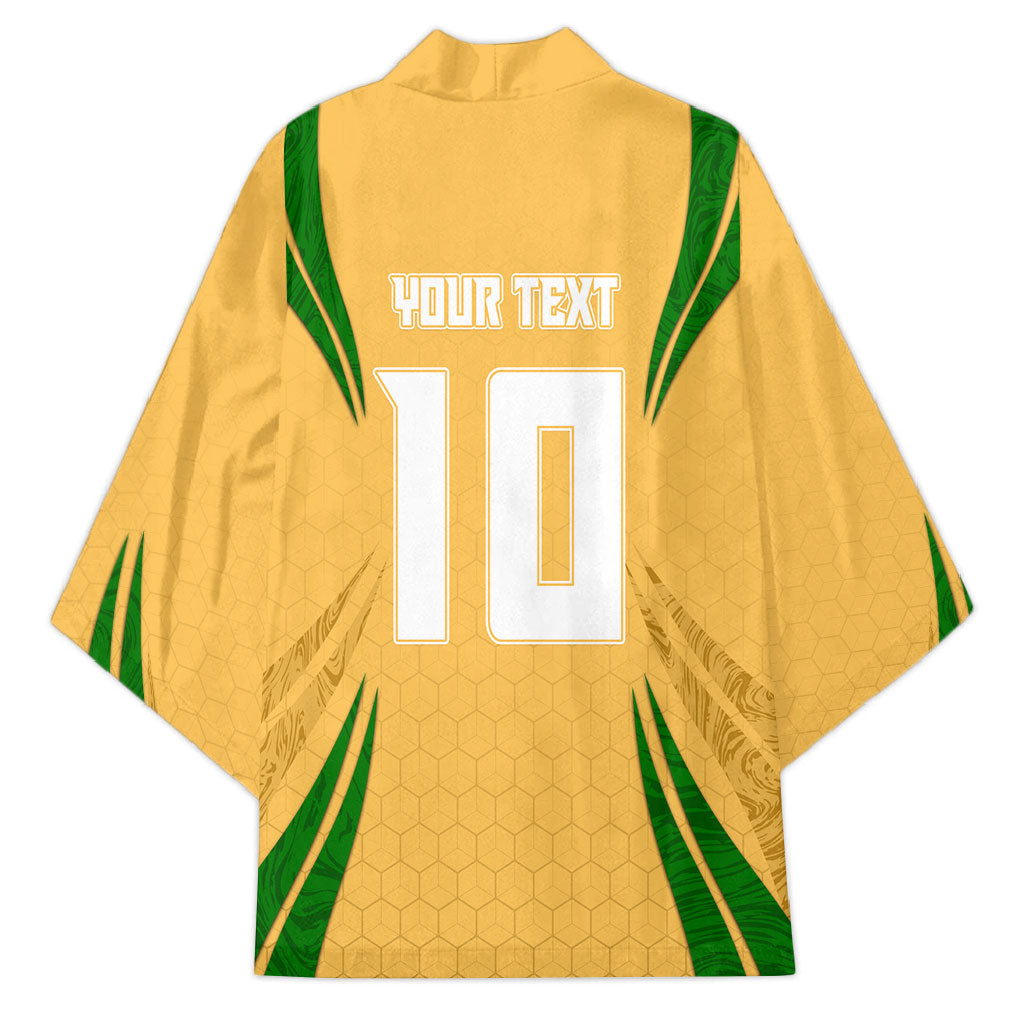 Personalized Australia Soccer Kangaroo Kimono Gold Green Aussie Football Mascot Dynamic Sports Graphic