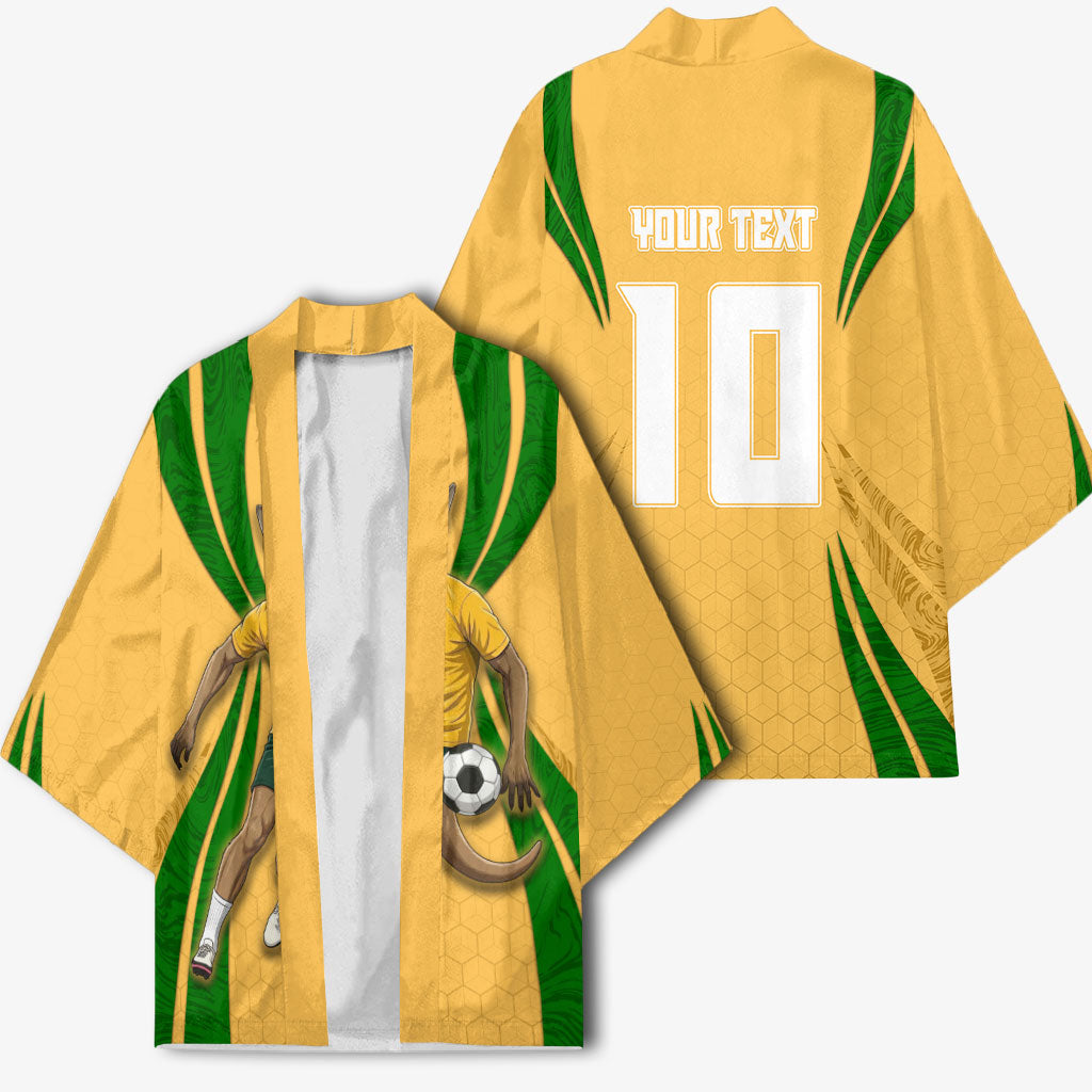 Personalized Australia Soccer Kangaroo Kimono Gold Green Aussie Football Mascot Dynamic Sports Graphic