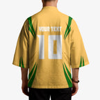 Personalized Australia Soccer Kangaroo Kimono Gold Green Aussie Football Mascot Dynamic Sports Graphic